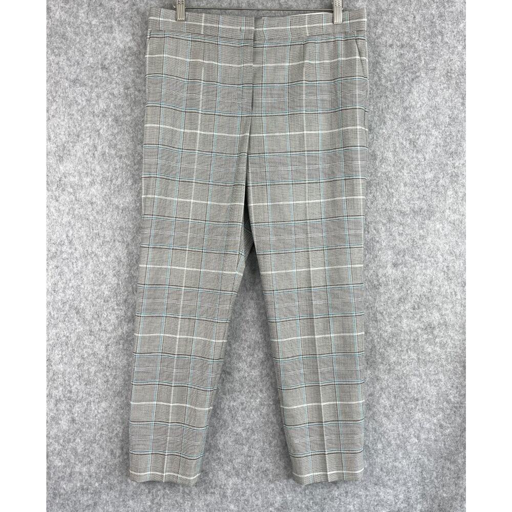 Escada Wool Blend Pants Womens 40 US 10 Plaid Flat Front Trouser Classic Career